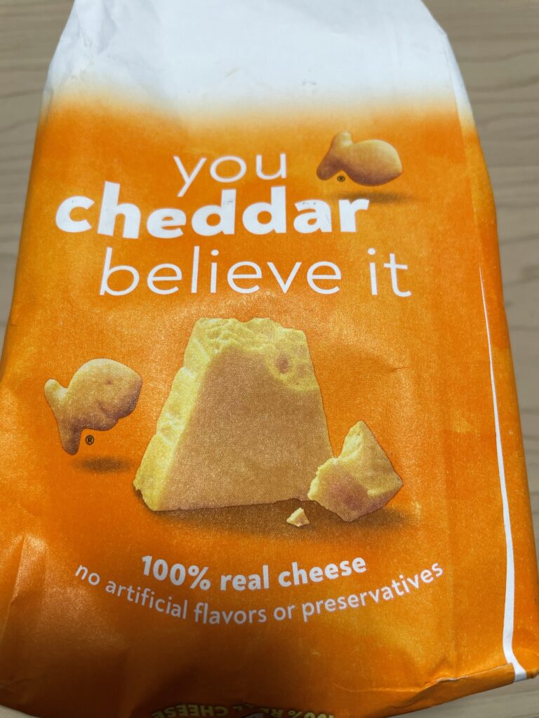 Goldfishのパッケージの裏面の写真。