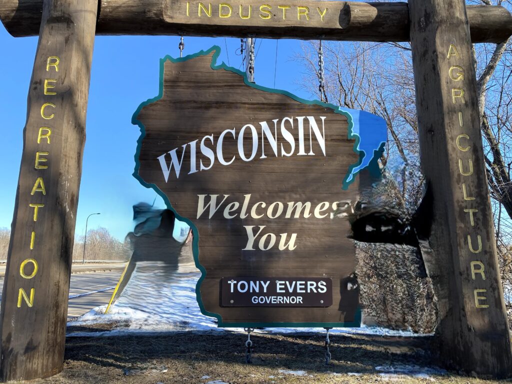 ウィスコンシン州の看板。2020/3/6撮影