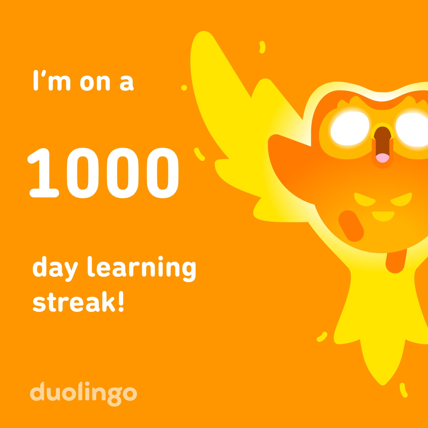 Duoingoで1000DAYSを超えた時のスクリーンショット。スペイン語をずっと継続している。