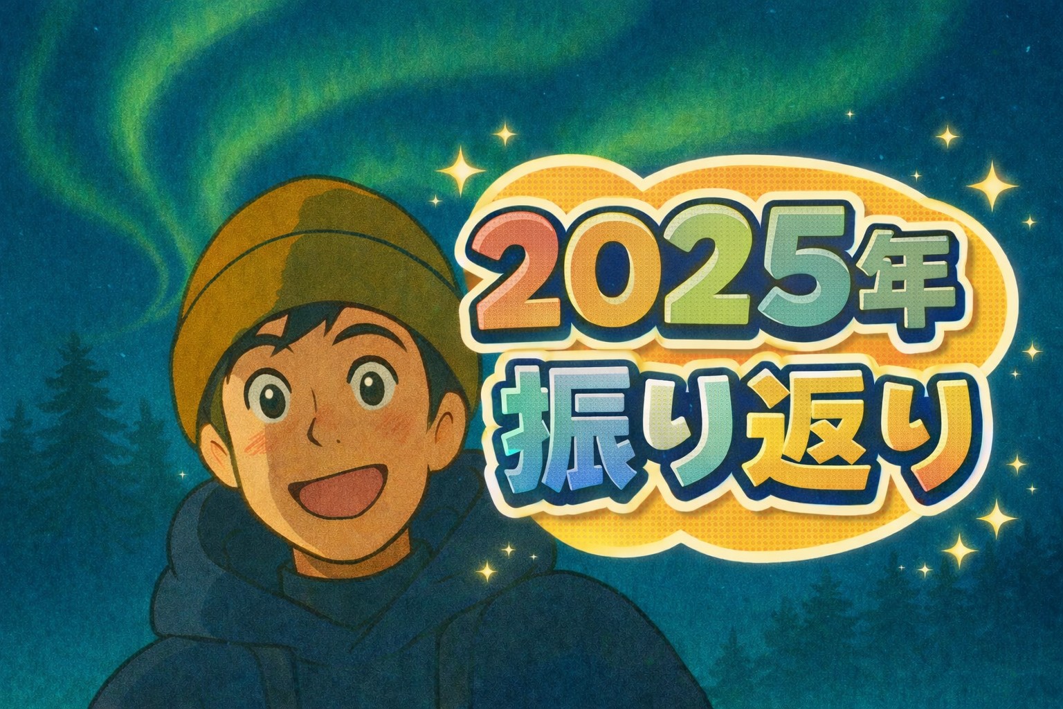 自分の顔のイラスト。2025年振り返り記事用。